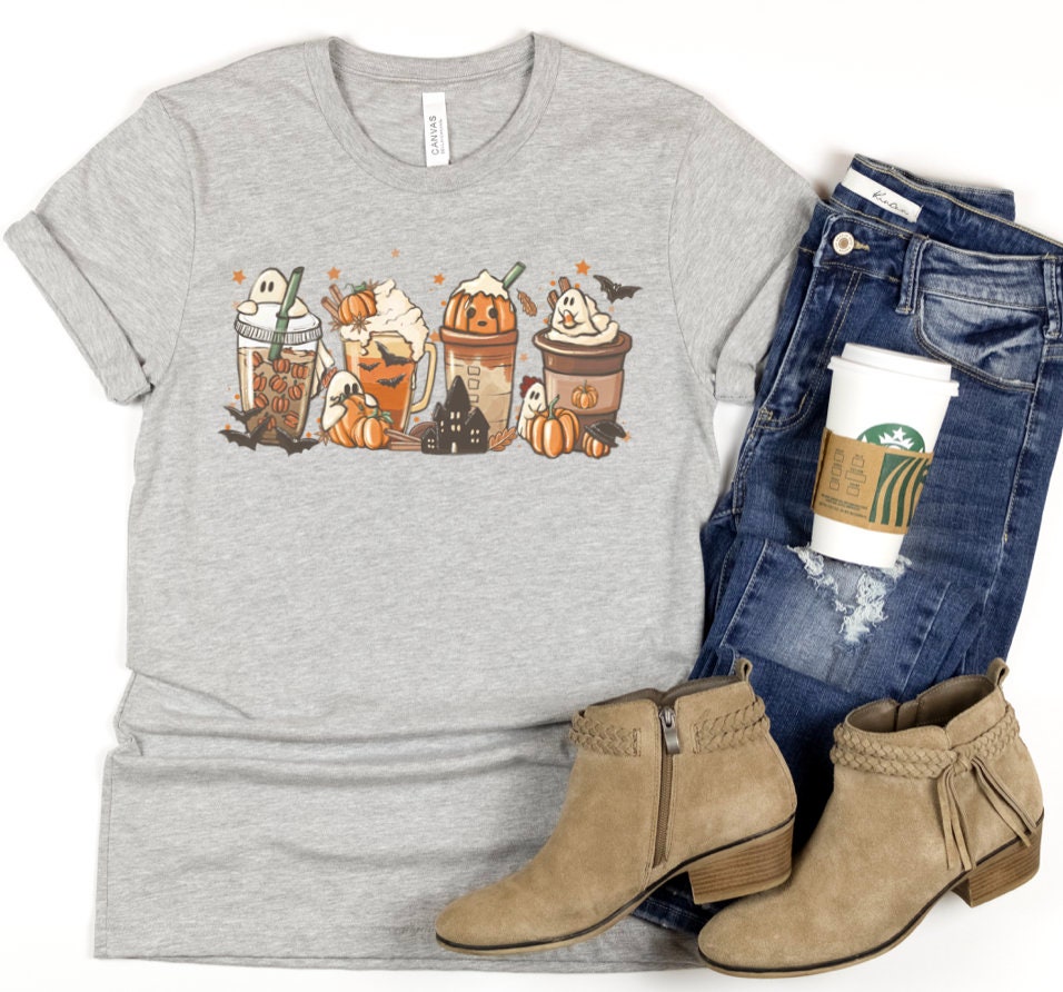 Cute Fall Coffee Tee Pumpkin Latte Drink Cup Spice Thanksgiving Tee image 3