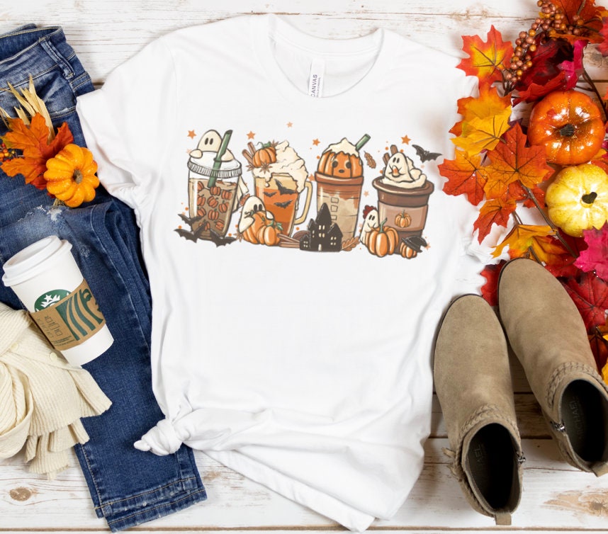 Cute Fall Coffee Tee Pumpkin Latte Drink Cup Spice Thanksgiving Tee image 5