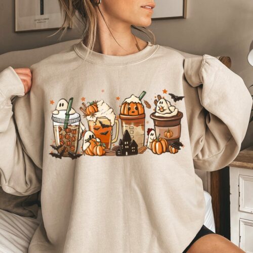 Cute Fall Coffee Tee Pumpkin Latte Drink Cup Spice Thanksgiving Tee image 0