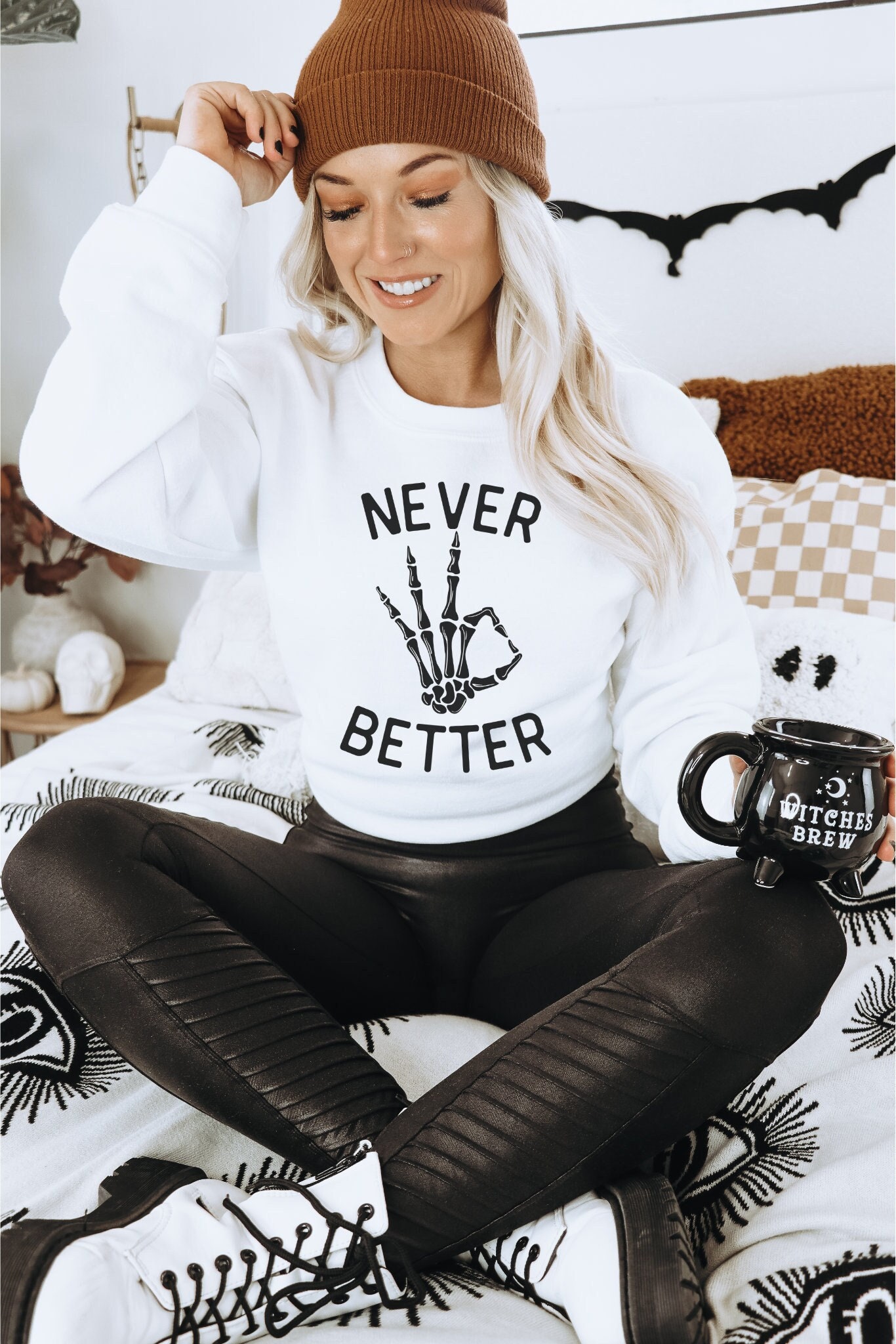 Never Better: Fun Skeleton & Halloween Party Sweatshirts - Costumes image 0