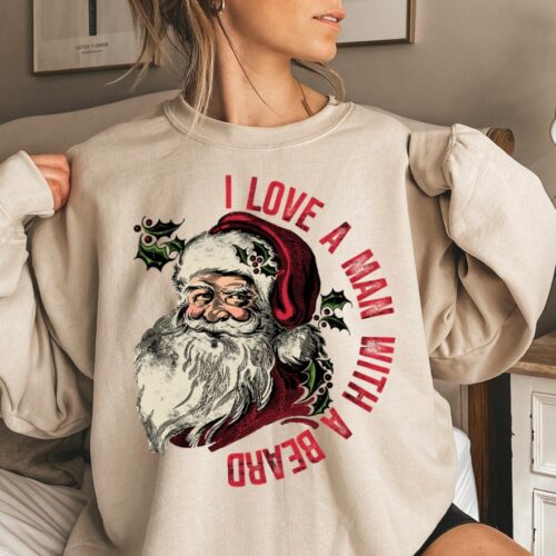 Funny Santa Beard Sweatshirt: Cute Christmas Shirt for Women image 0