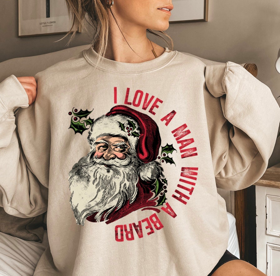 Funny Santa Beard Sweatshirt: Cute Christmas Shirt for Women image 0