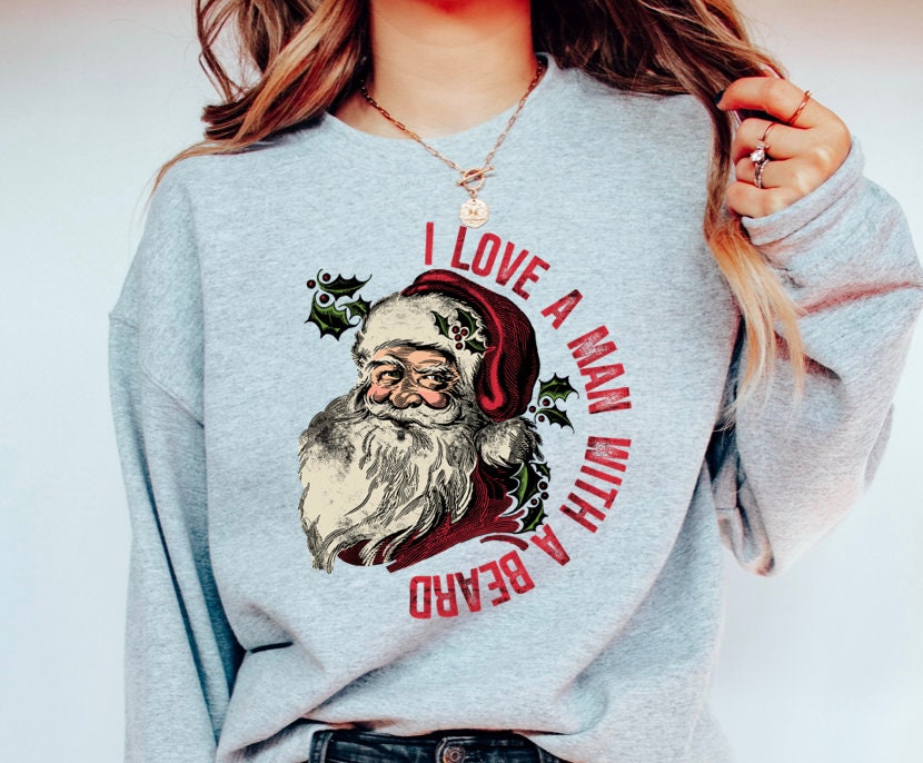 Funny Santa Beard Sweatshirt: Cute Christmas Shirt for Women image 4