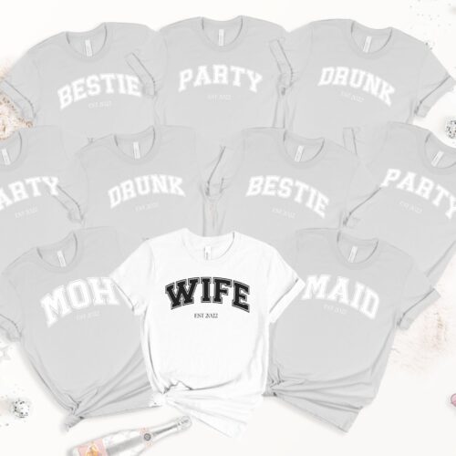 Custom Bachelorette & Best Friend Varsity Team Shirts image 0