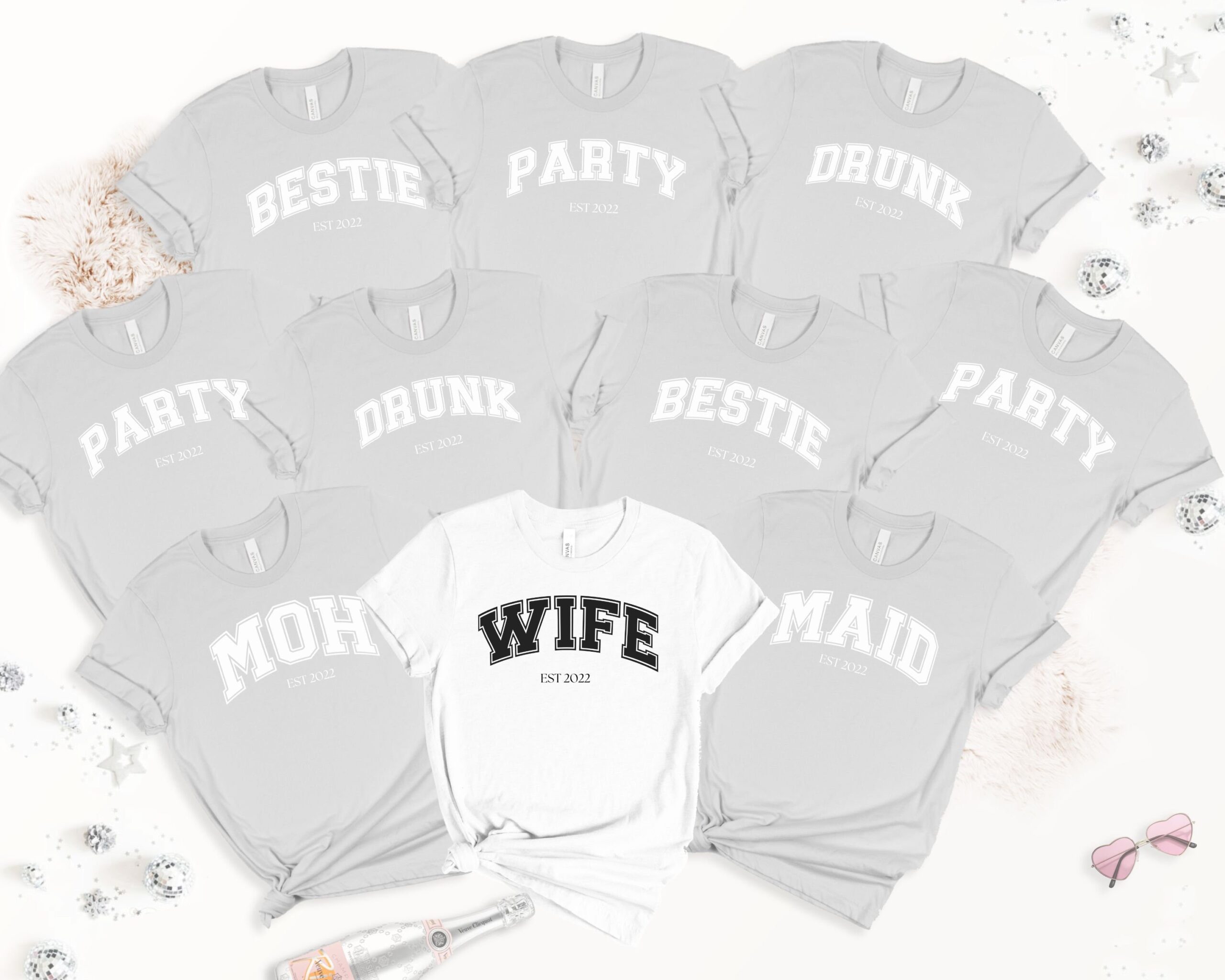 Custom Bachelorette & Best Friend Varsity Team Shirts image 0