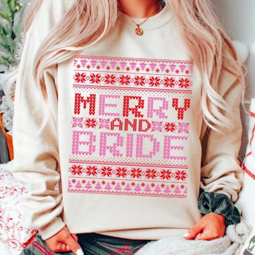 Ugly Christmas Bride Sweatshirt: Merry Xmas Holiday Gift for Bride image 0