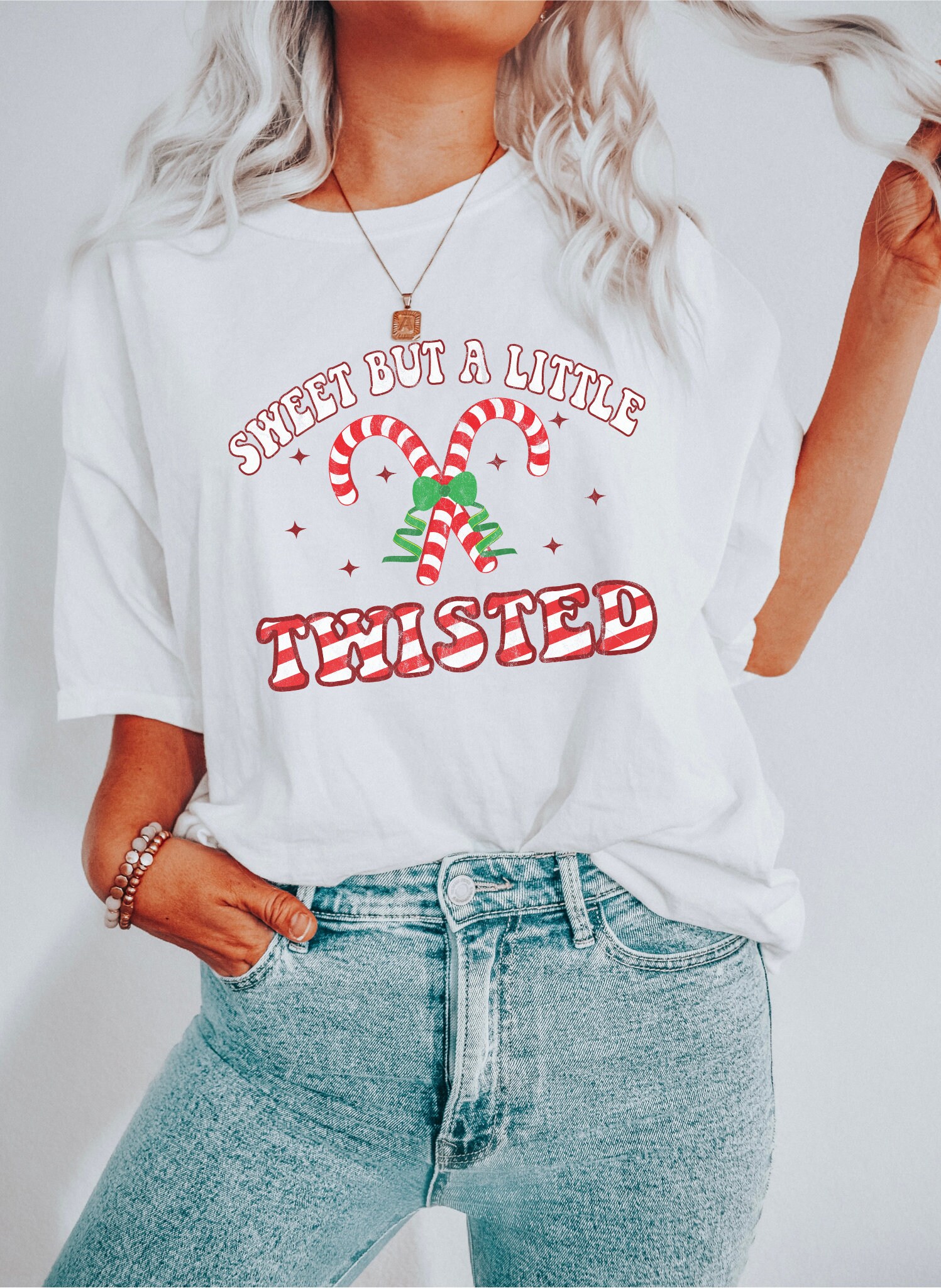 Sweet but Twisted: Funny Womens Xmas Shirt & Candy Cane Tee image 1