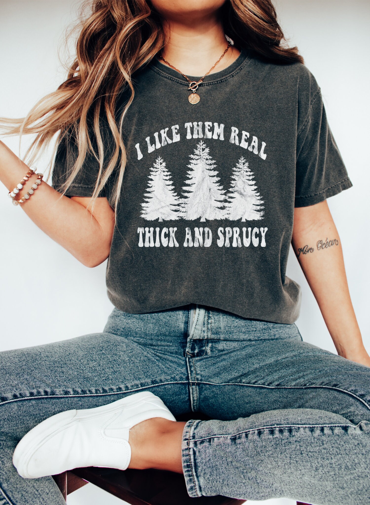 Thick & Sprucy Funny Christmas Tee: Gift for Her & Family Xmas image 2