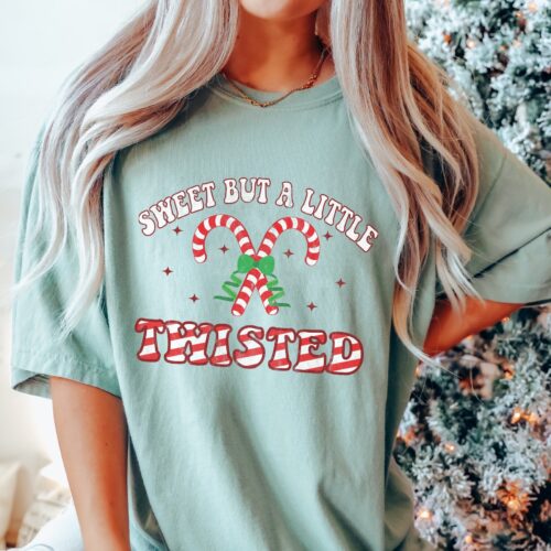 Sweet but Twisted: Funny Womens Xmas Shirt & Candy Cane Tee image 0