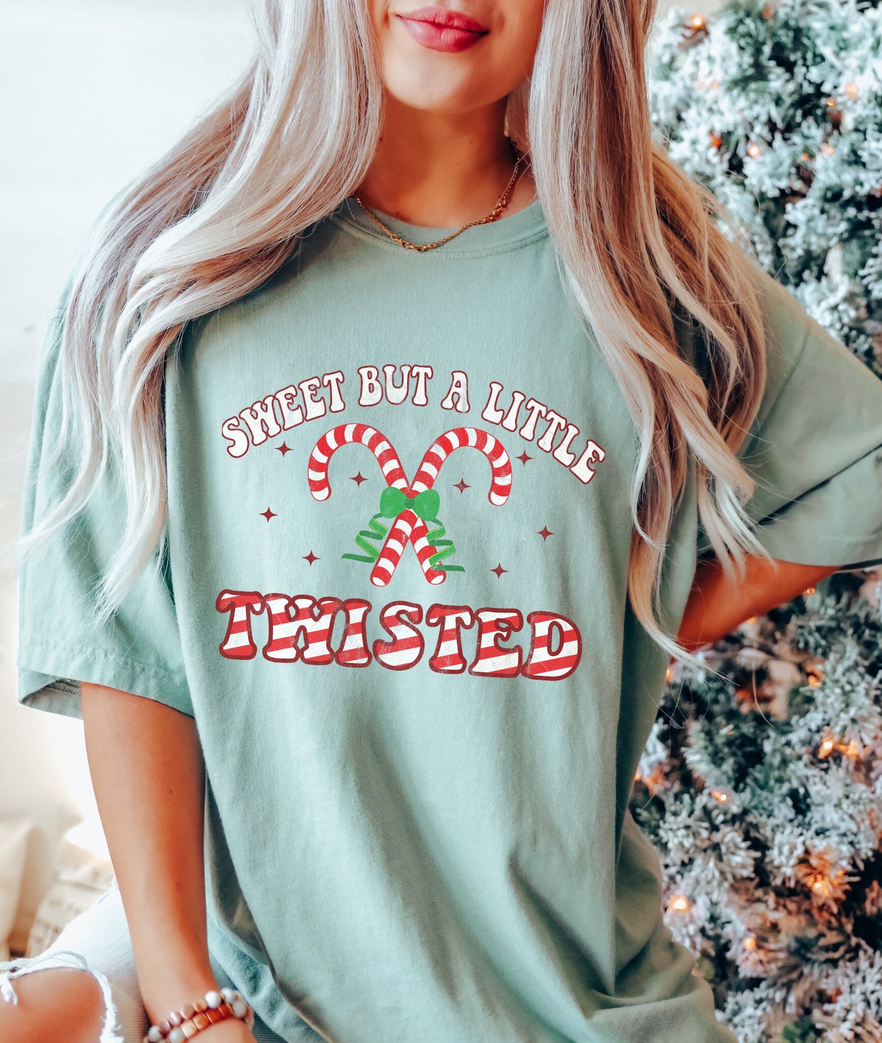 Sweet but Twisted: Funny Womens Xmas Shirt & Candy Cane Tee image 0