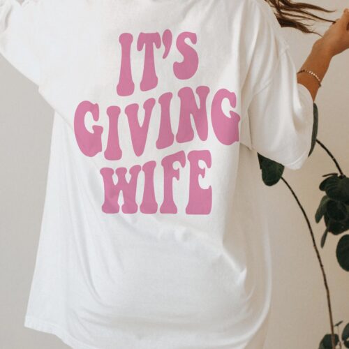 It's Giving Wife Shirt, Retro Bride to Be Tee, Groovy Bachelorette Party, Group Vacation, Aesthetic Bridal Party, Words on Back image 0