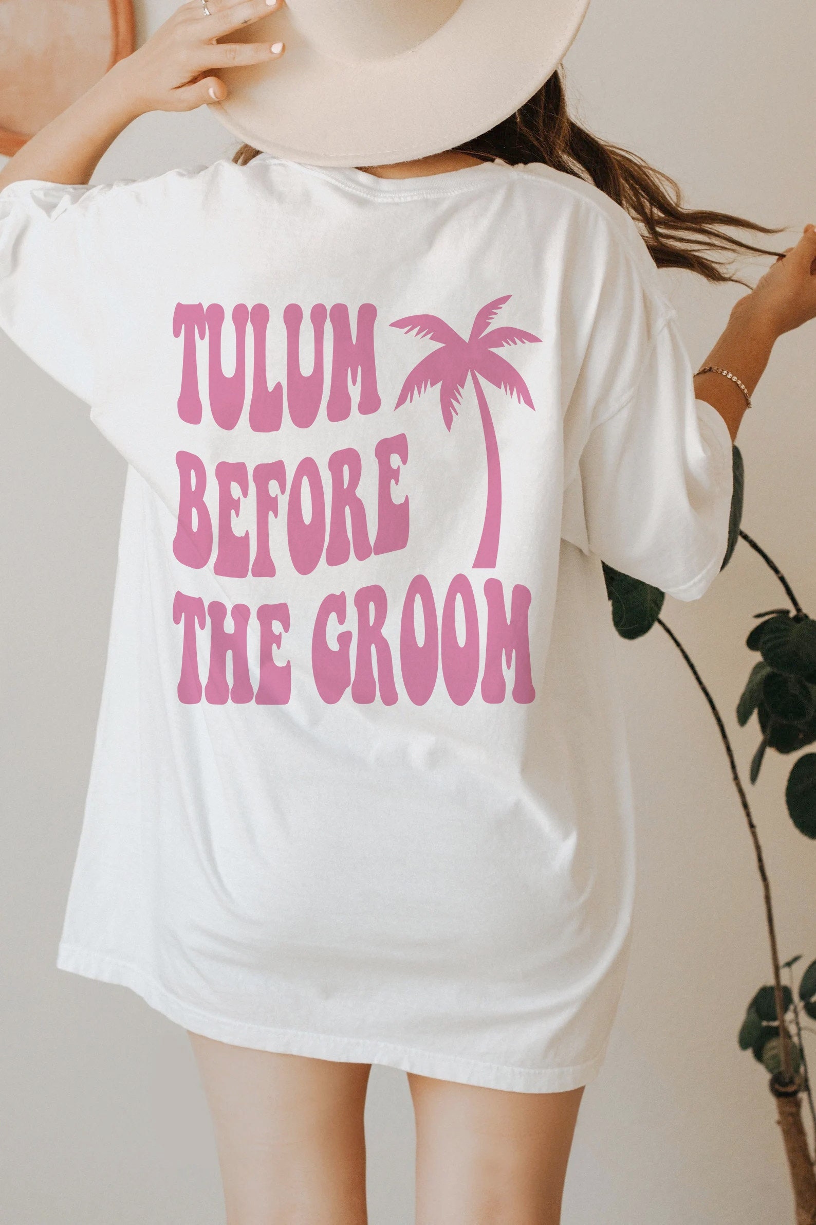 Tulum Before the Groom Shirt, Retro Bride Bridesmaid Tee, Groovy Bachelorette Party Group Vacation, Aesthetic Bridal Party, Words on Back image 0