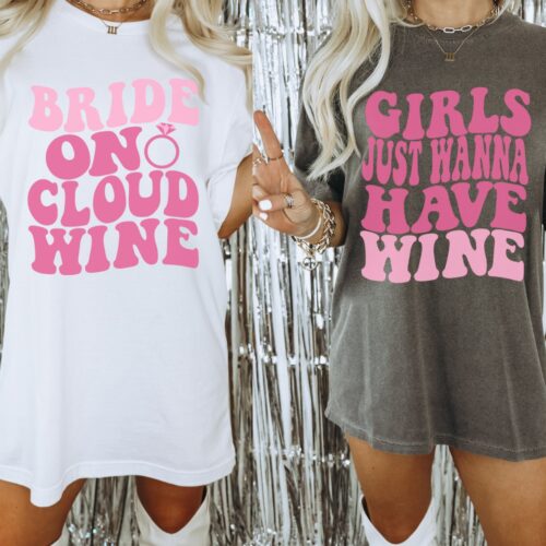 Retro Wine Bachelorette Shirts - Bride & Bridesmaid Winery Tees image 0