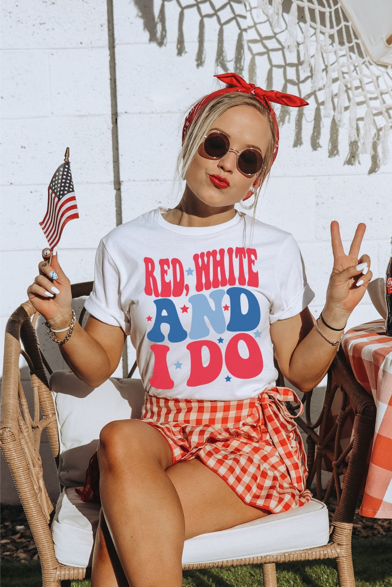 Fourth of July Bachelorette: Retro Tees 'Red White & I Do' Bride & Crew Shirts image 2