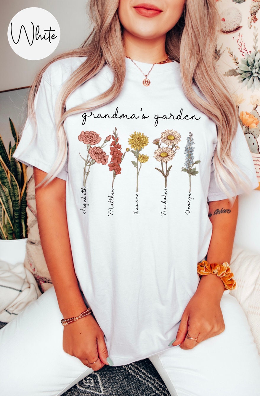 Grandma's Garden Kids Birth Month Flower Shirt - Personalized Christmas Gift image 4