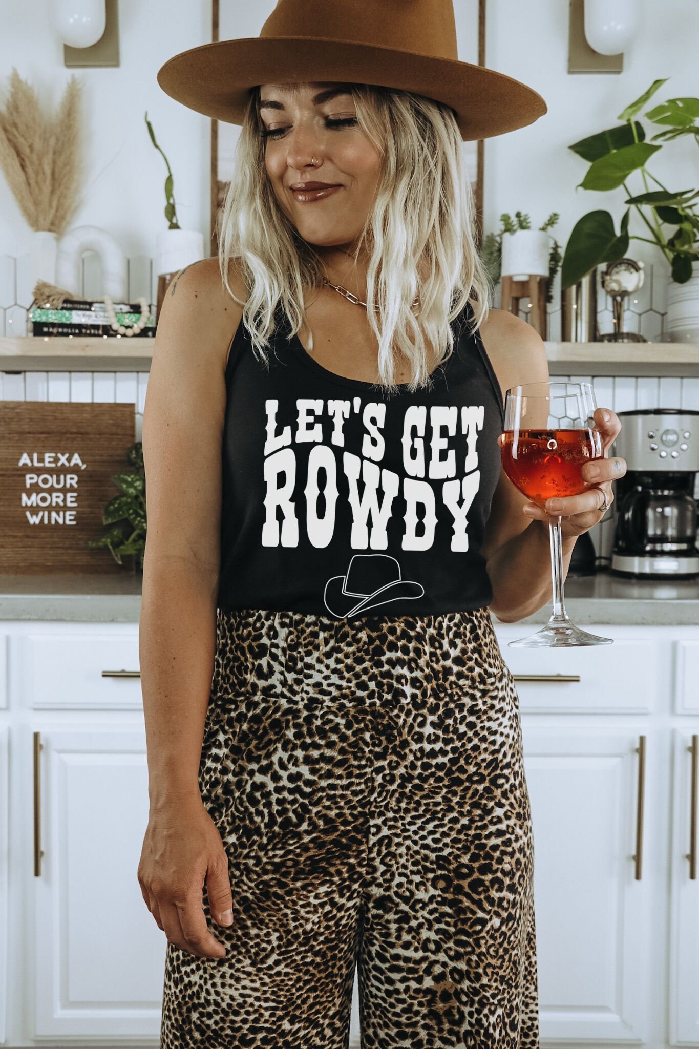 Retro Cowgirl Bachelorette Tanks: 'Let's Get Rowdy' Cowgirl Party Tees image 2