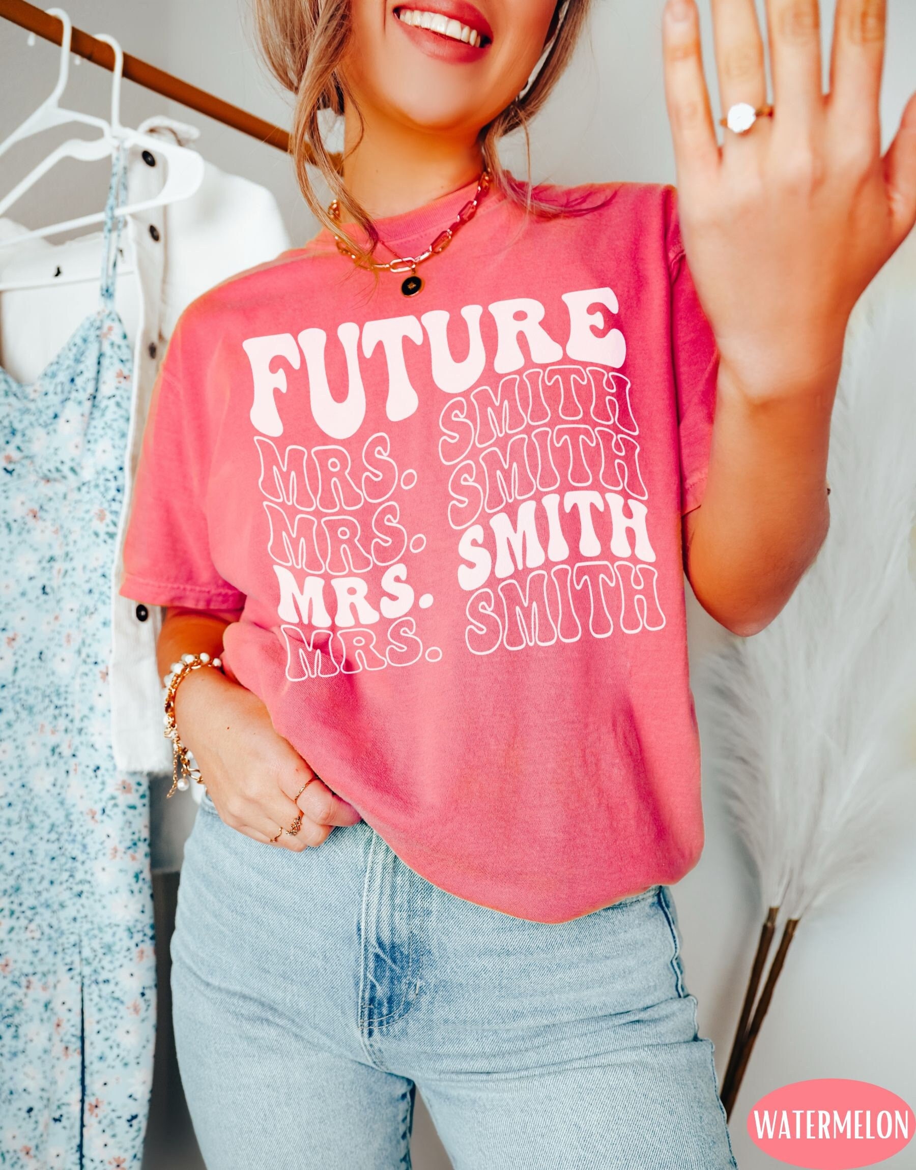 Custom Future Mrs Shirt - Personalized Bride & Engagement Gifts Bachelorette Party Shirts image 0