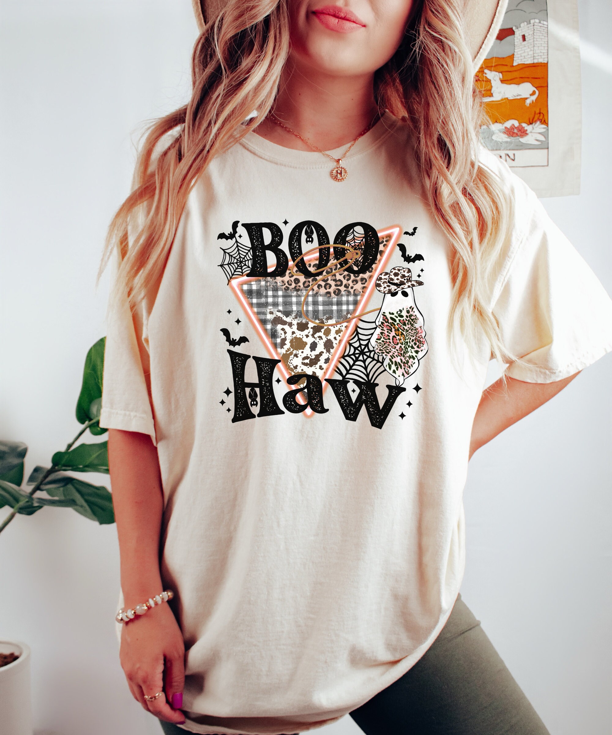 Boo Haw Vintage Tee - Retro Halloween & Fall Shirt image 1