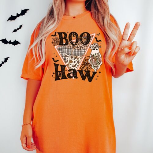 Boo Haw Vintage Tee - Retro Halloween & Fall Shirt image 0