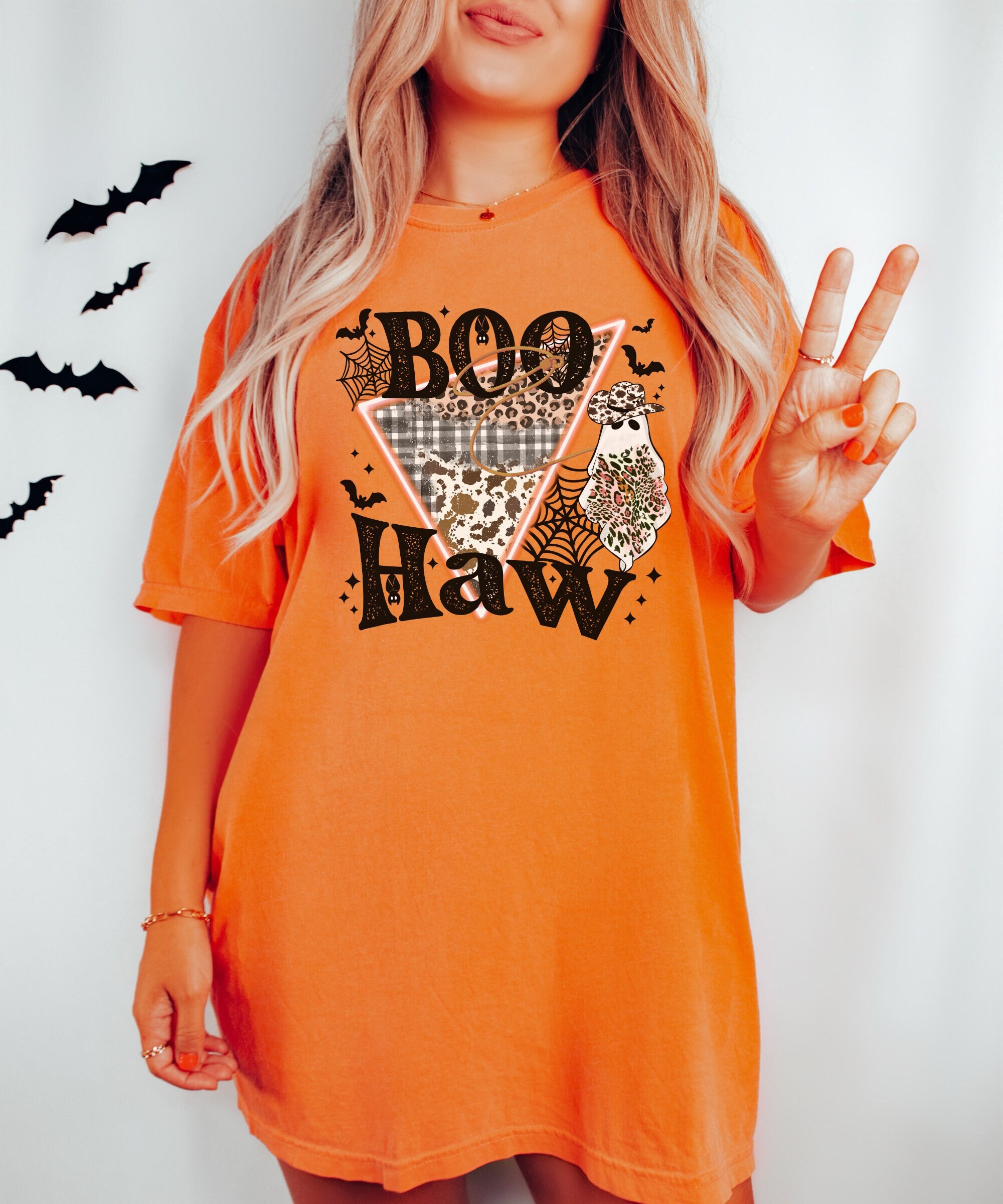 Boo Haw Vintage Tee - Retro Halloween & Fall Shirt image 0
