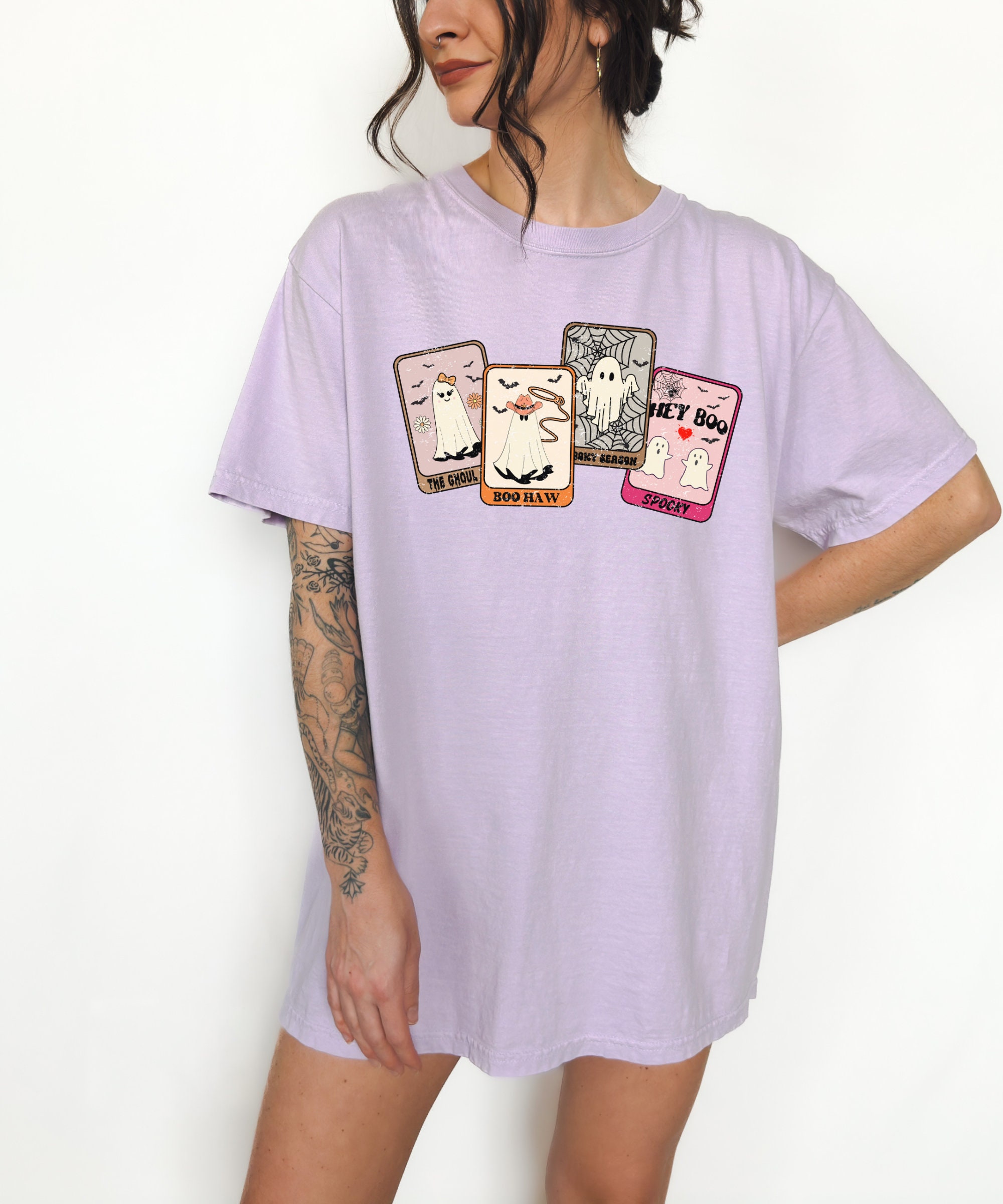 Ghost Card Retro Western Halloween Shirt - Spooky Season Vintage image 4