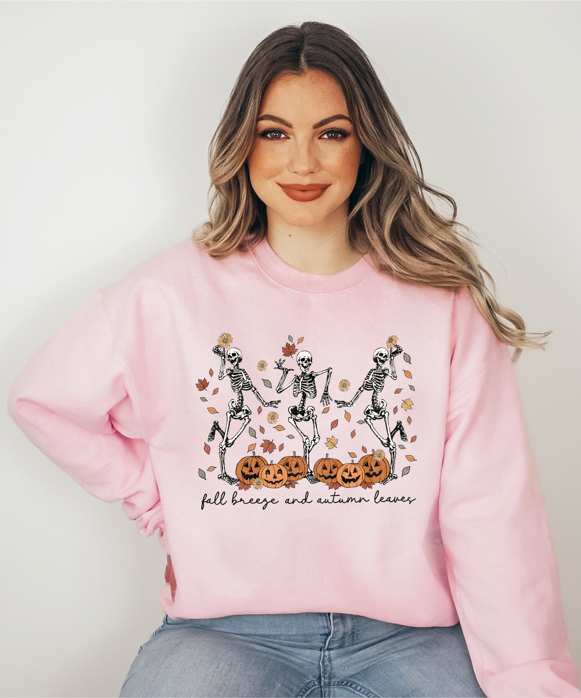 Dancing Skeleton Sweatshirt - Pumpkin Fall Halloween Party Sweater image 4