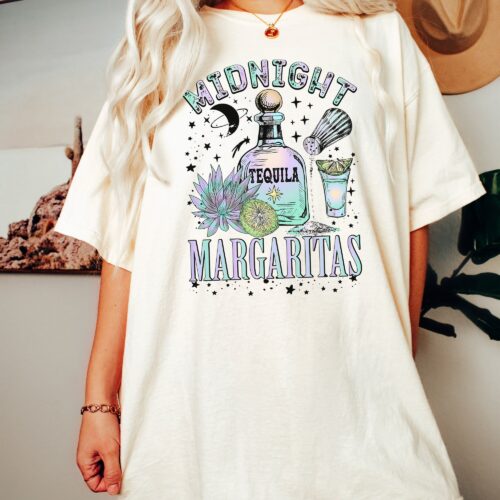 Midnight Margaritas Shirt - Witchy Halloween Tequila Vibes image 0