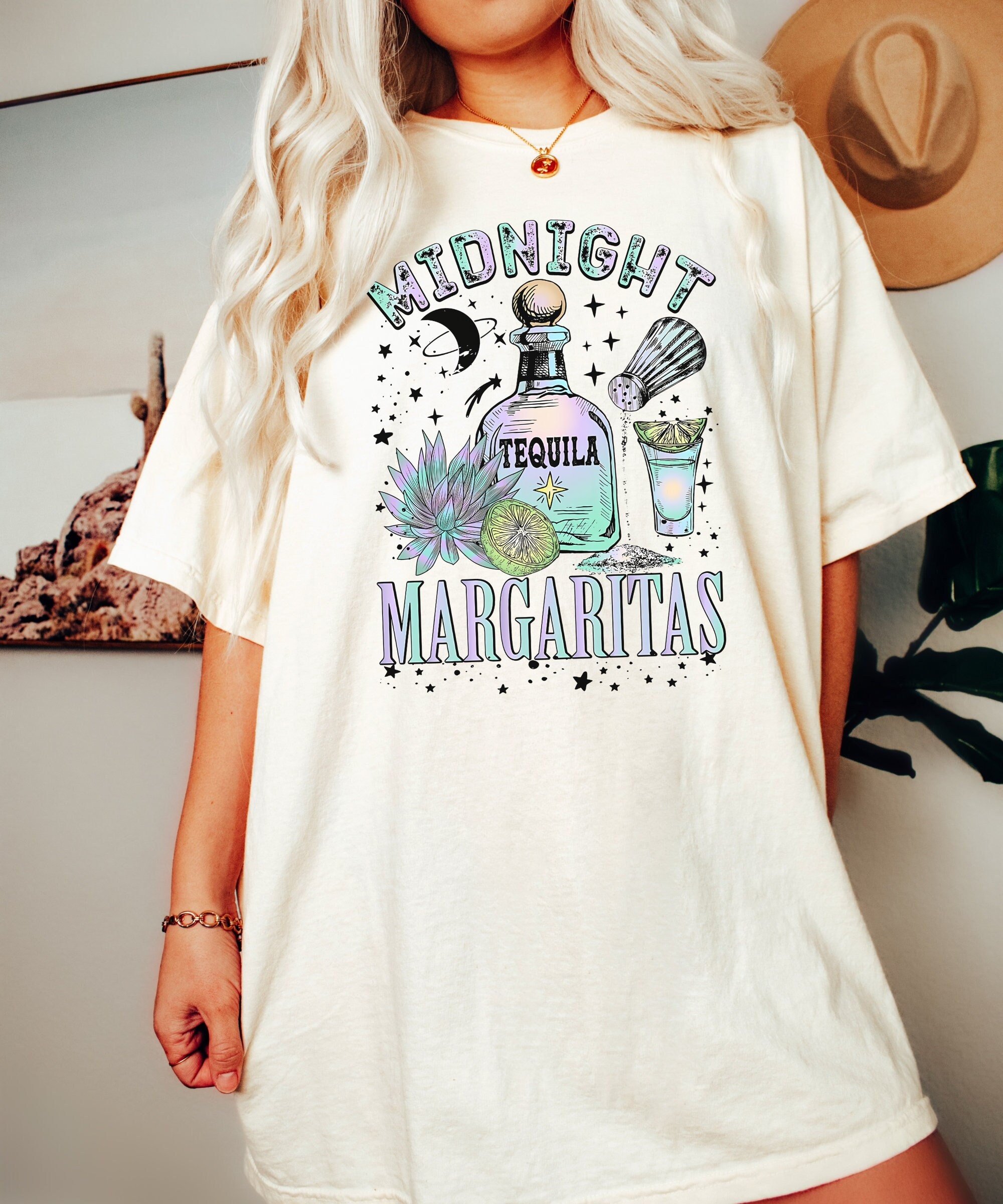 Midnight Margaritas Shirt - Witchy Halloween Tequila Vibes image 0