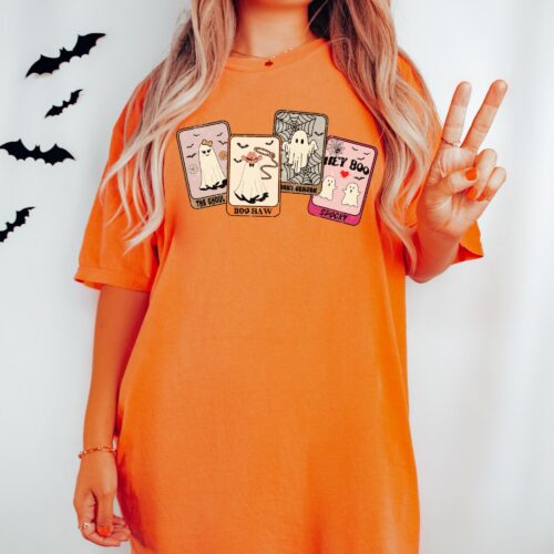 Ghost Card Retro Western Halloween Shirt - Spooky Season Vintage image 0