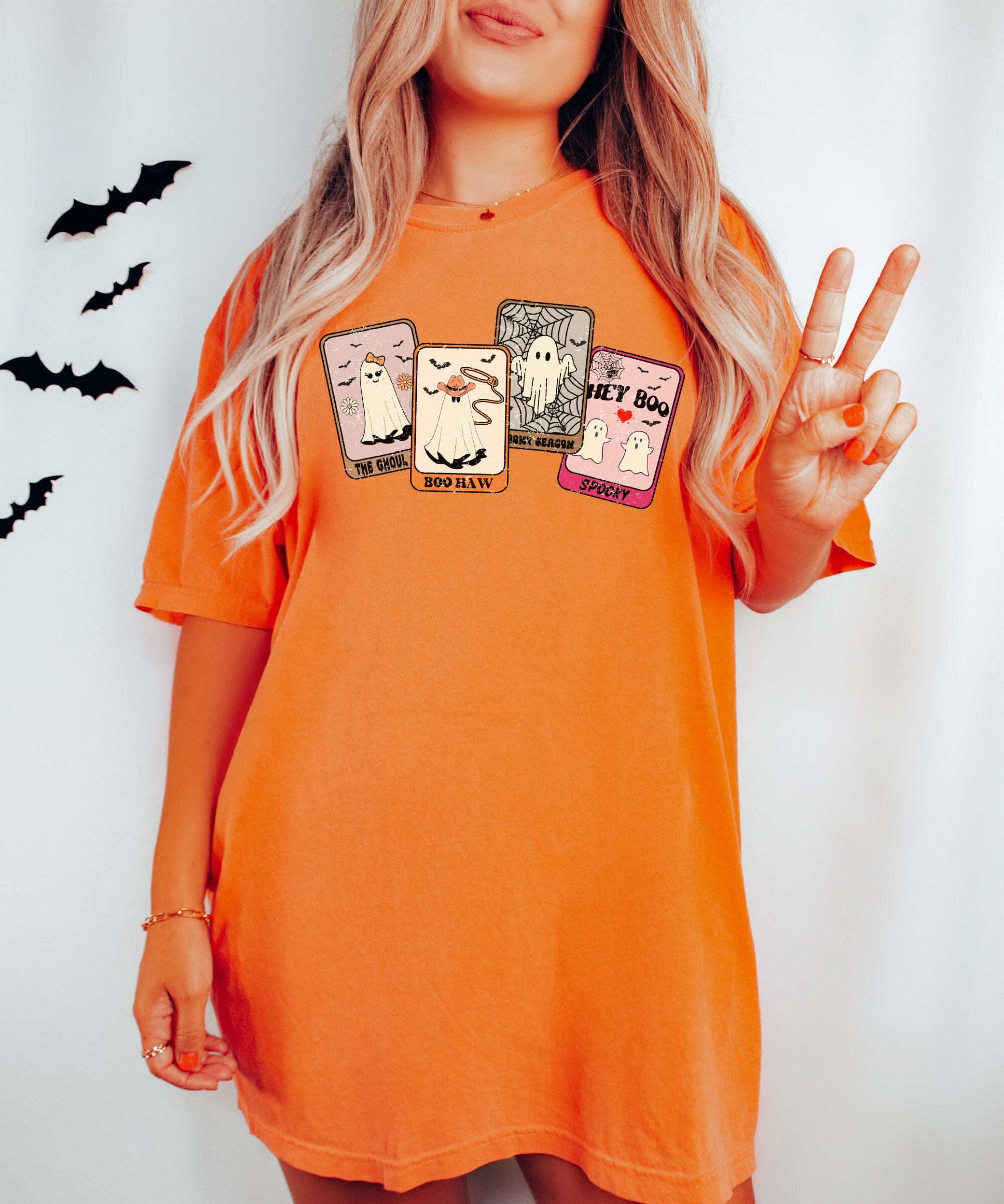 Ghost Card Retro Western Halloween Shirt - Spooky Season Vintage image 0
