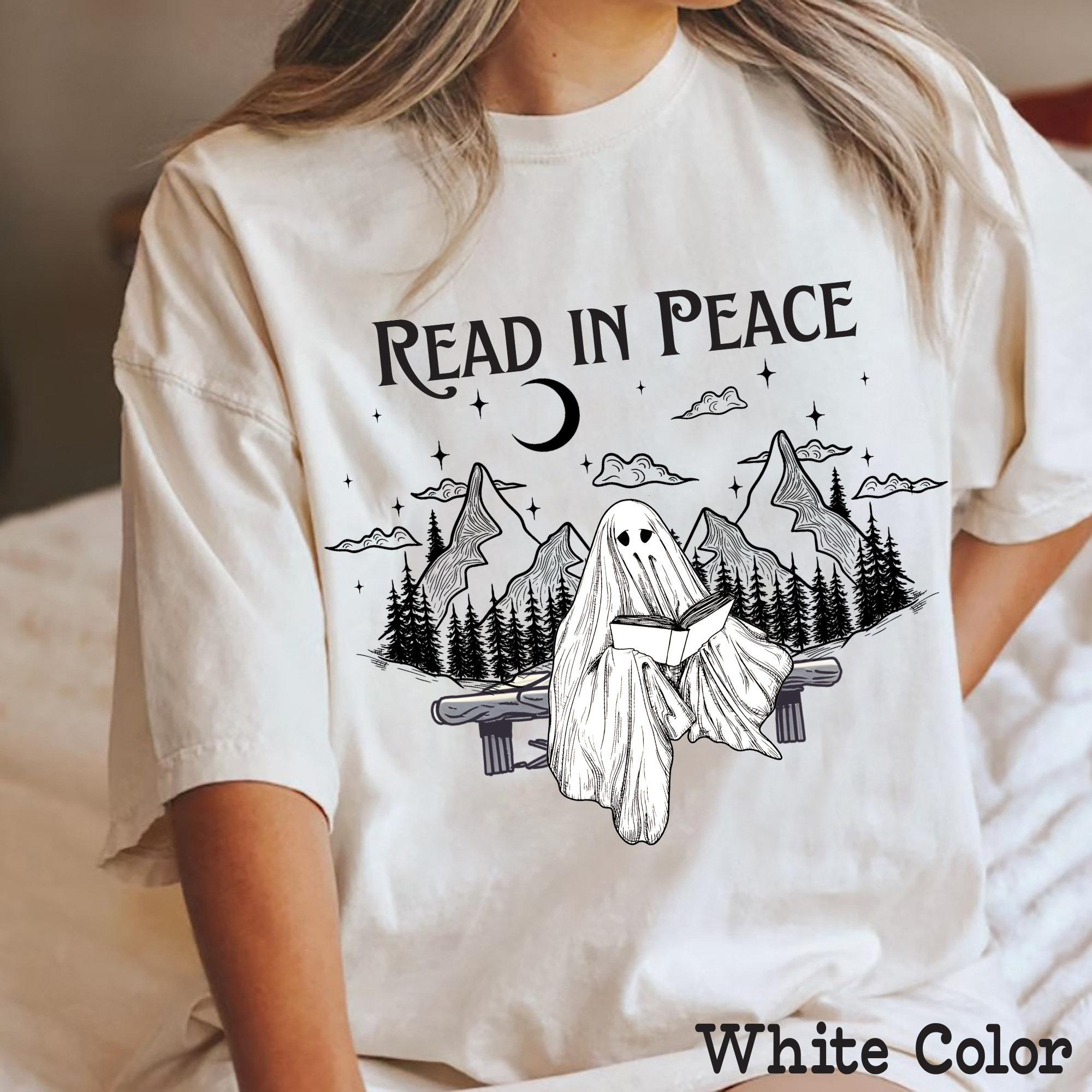 Book Lover Halloween Funny Ghost Nerd Teacher Librarian Spooky Season Shirt image 2