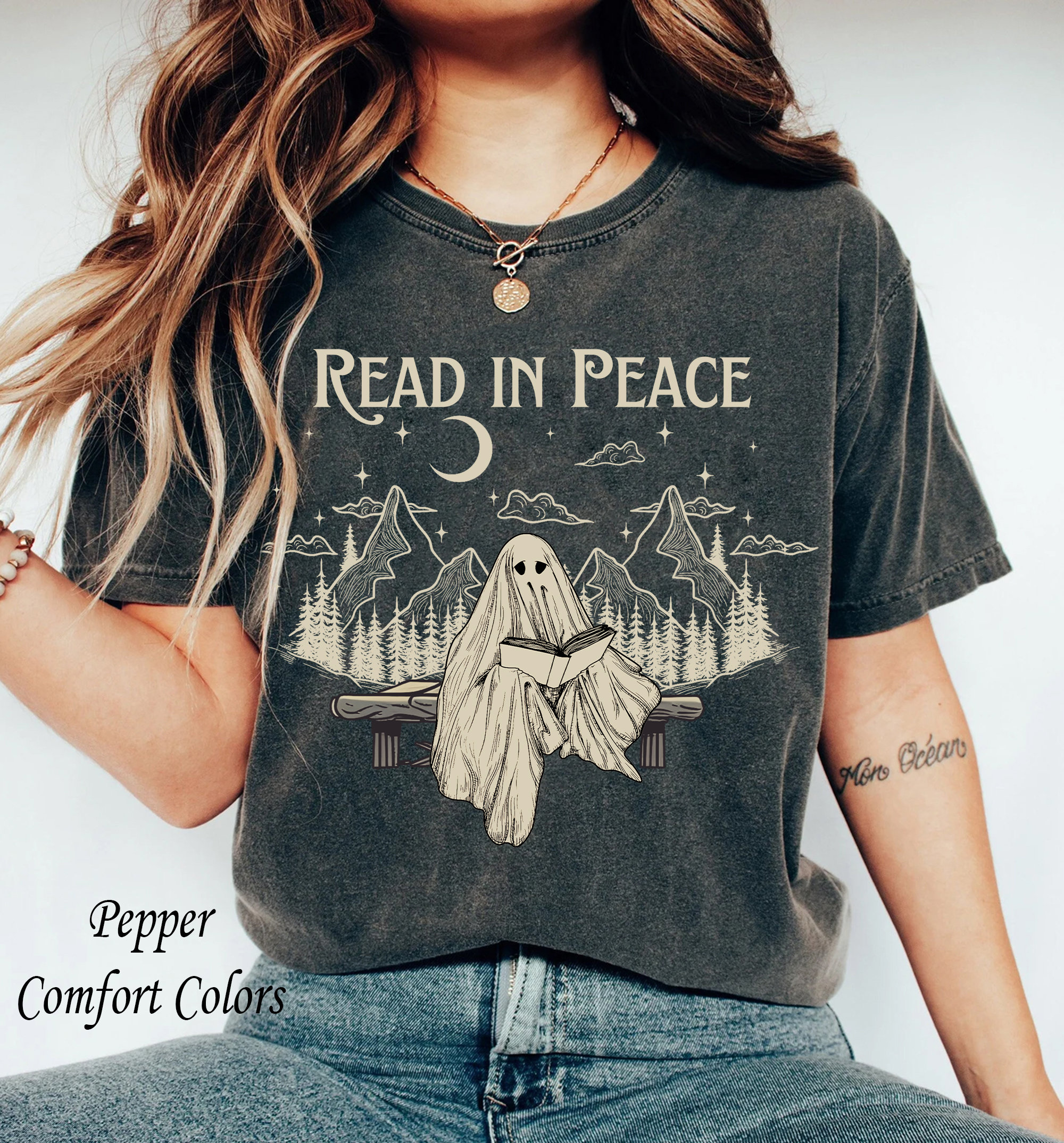 Book Lover Halloween Funny Ghost Nerd Teacher Librarian Spooky Season Shirt image 1