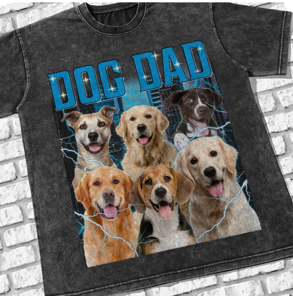 Custom Dog Photo And Retro Style Bootleg Shirt image 2