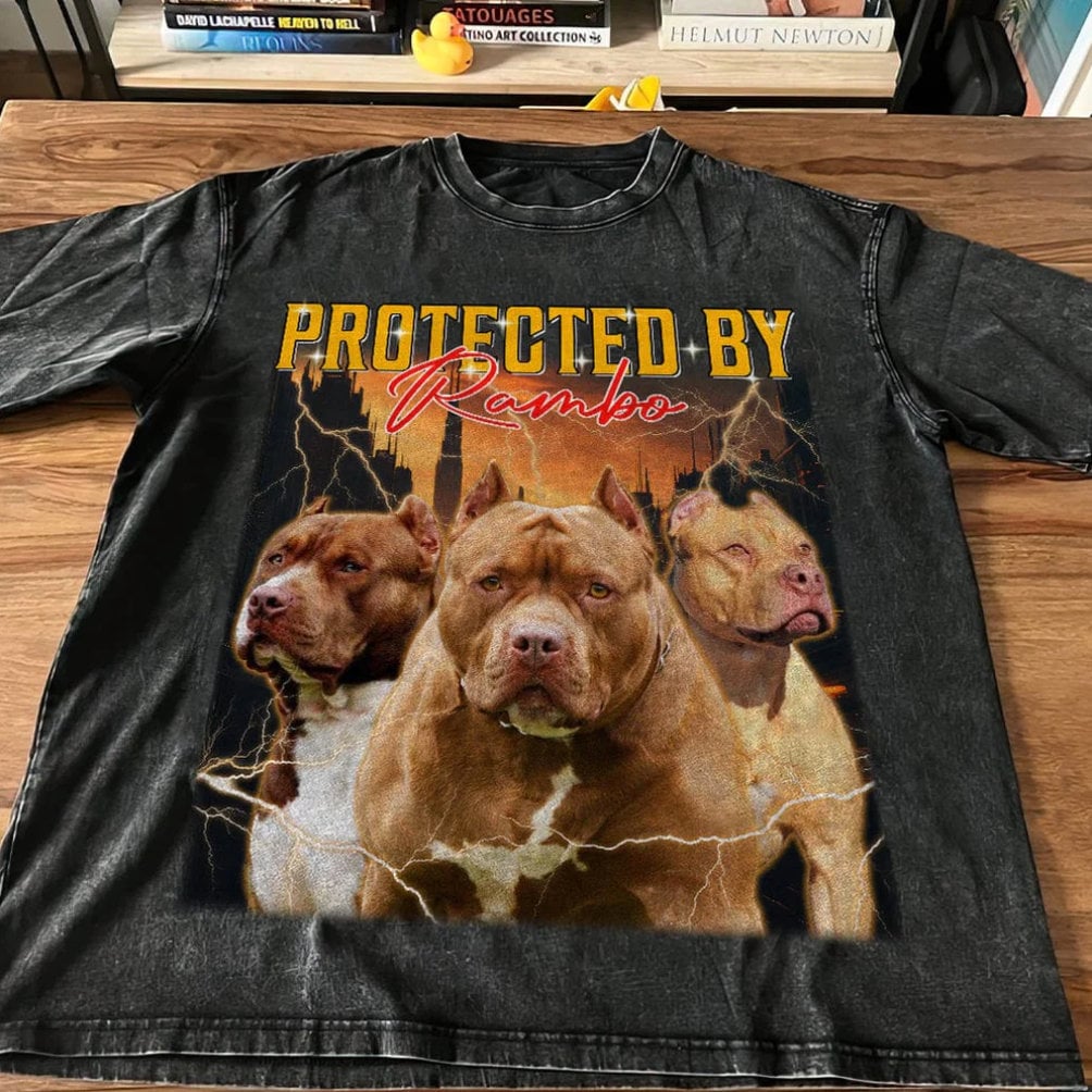 Custom Dog Photo And Retro Style Bootleg Shirt image 1