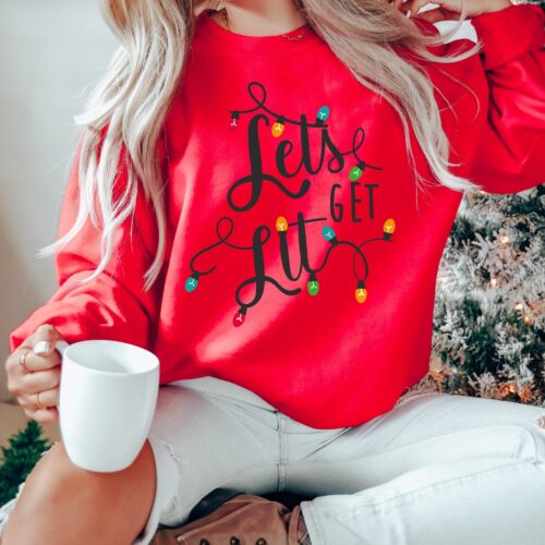 Let's Get Lit Christmas Sweatshirt - Festive Holiday Style image 0