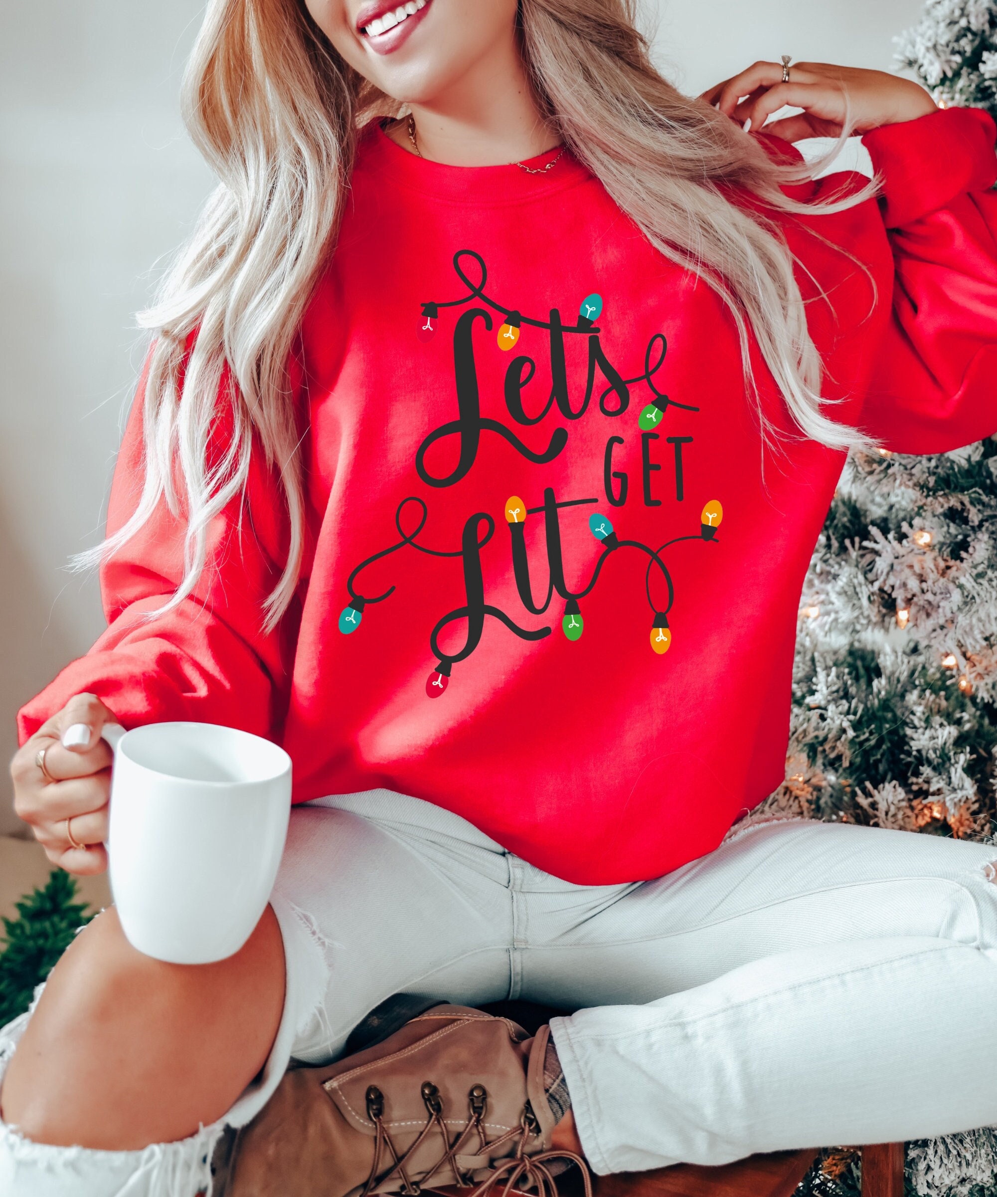 Let's Get Lit Christmas Sweatshirt - Festive Holiday Style image 0