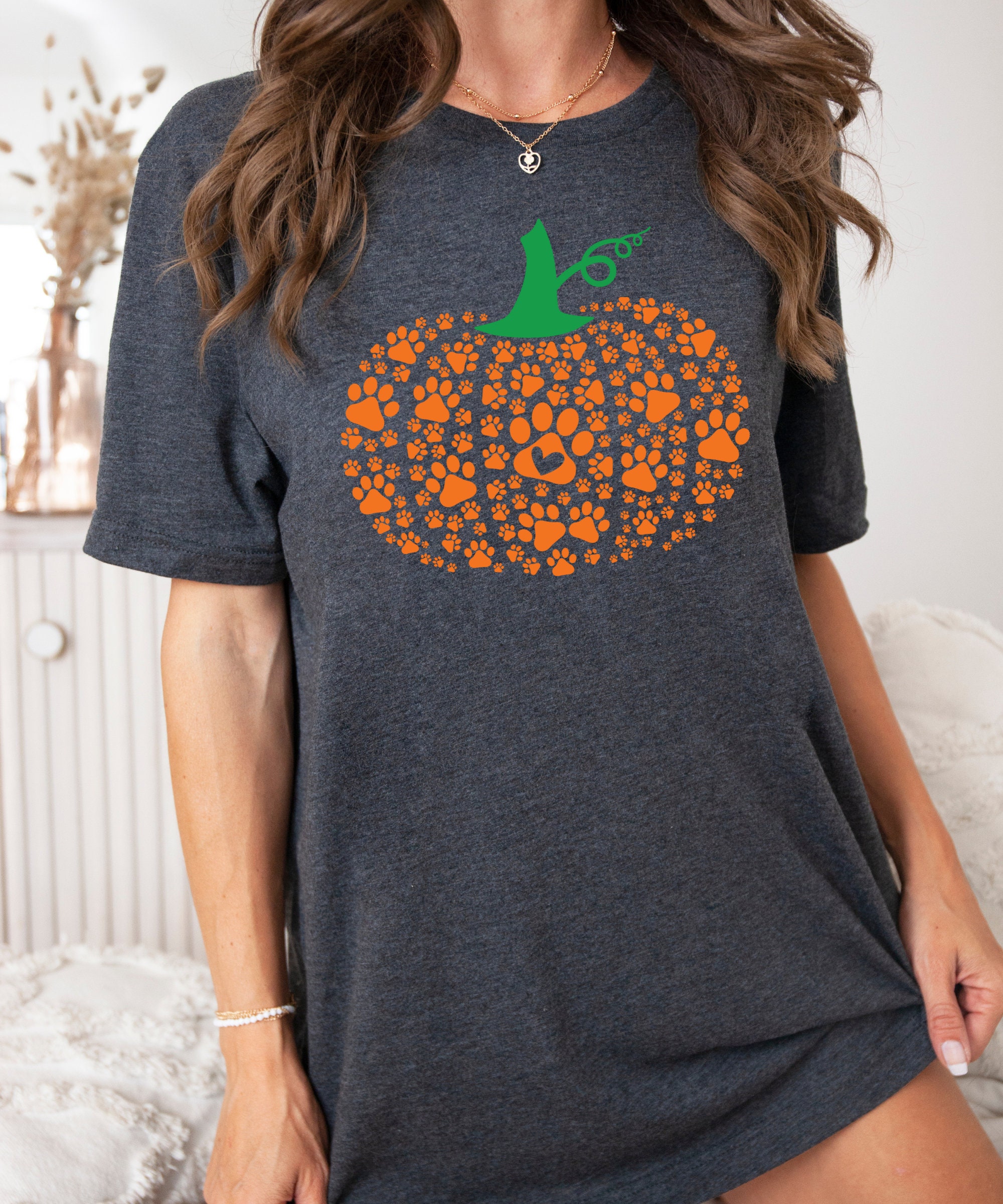 Paw Pumpkin Shirt - Retro Dog Halloween Sweatshirt image 4