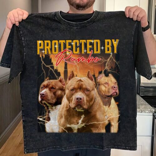 Custom Dog Photo And Retro Style Bootleg Shirt image 0