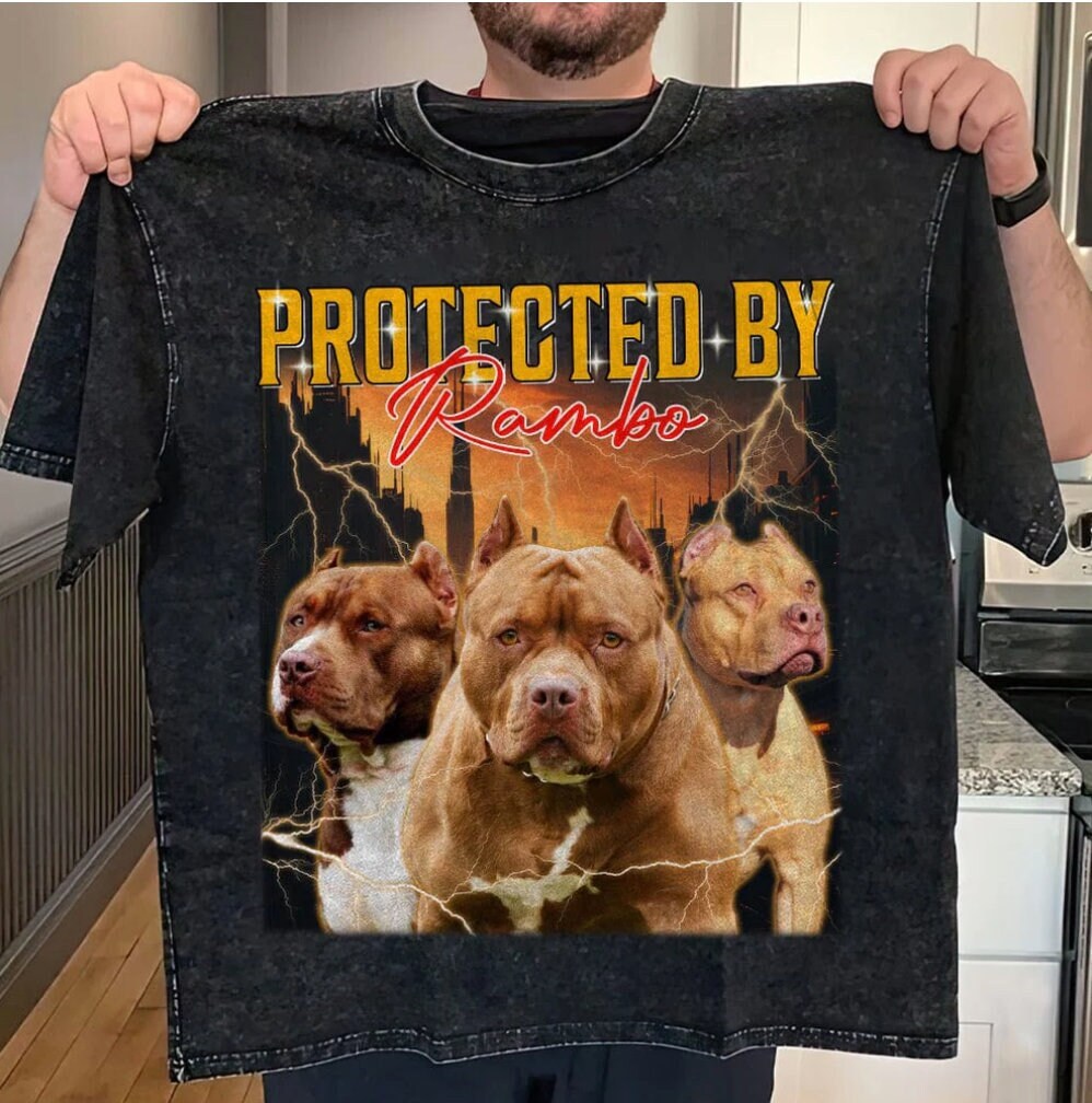 Custom Dog Photo And Retro Style Bootleg Shirt image 0