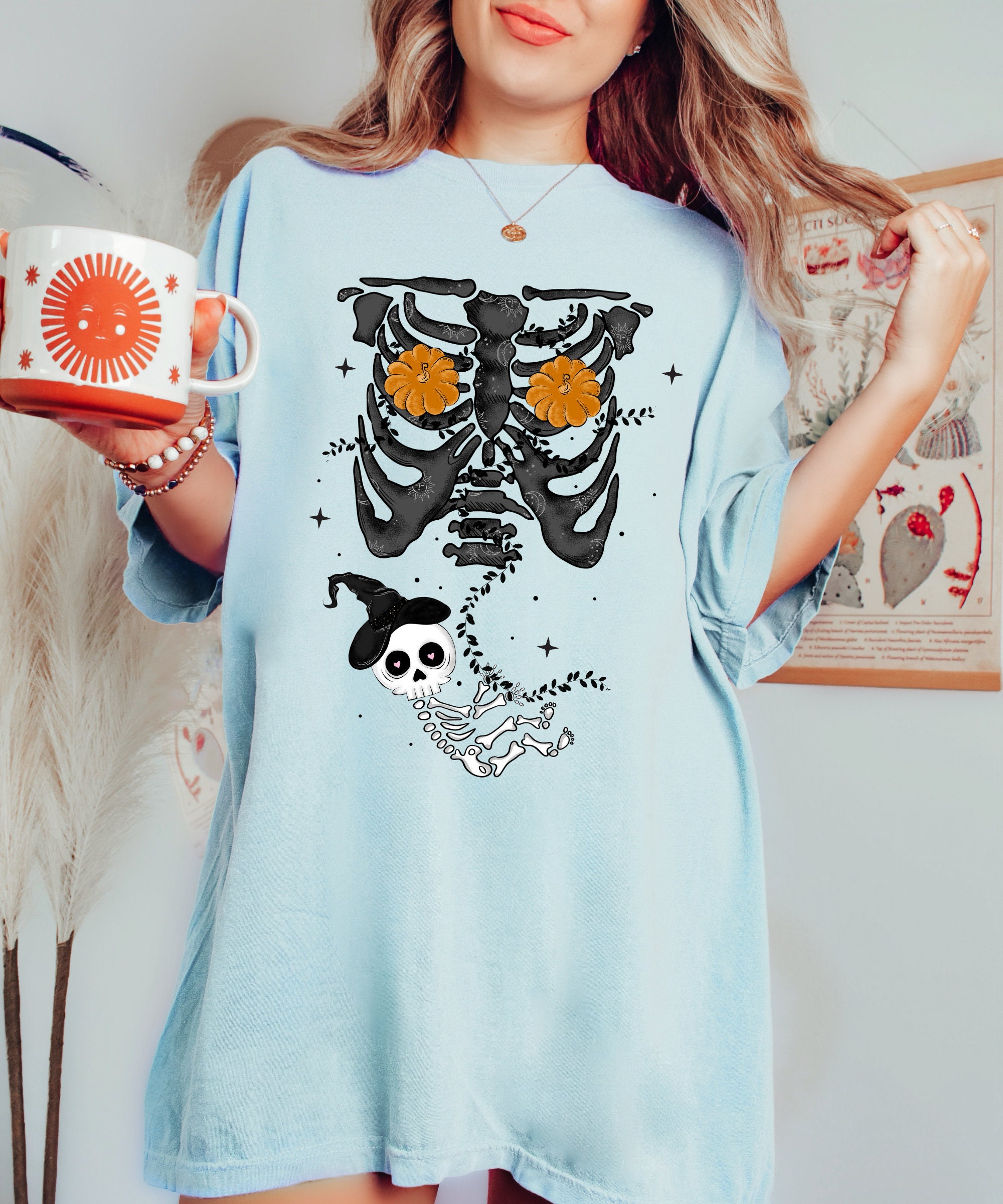 Skeleton Halloween Maternity Shirt Funny Pregnancy Announcement image 3