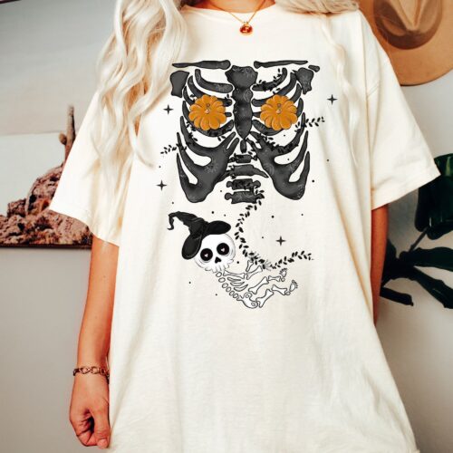 Skeleton Halloween Maternity Shirt Funny Pregnancy Announcement image 0