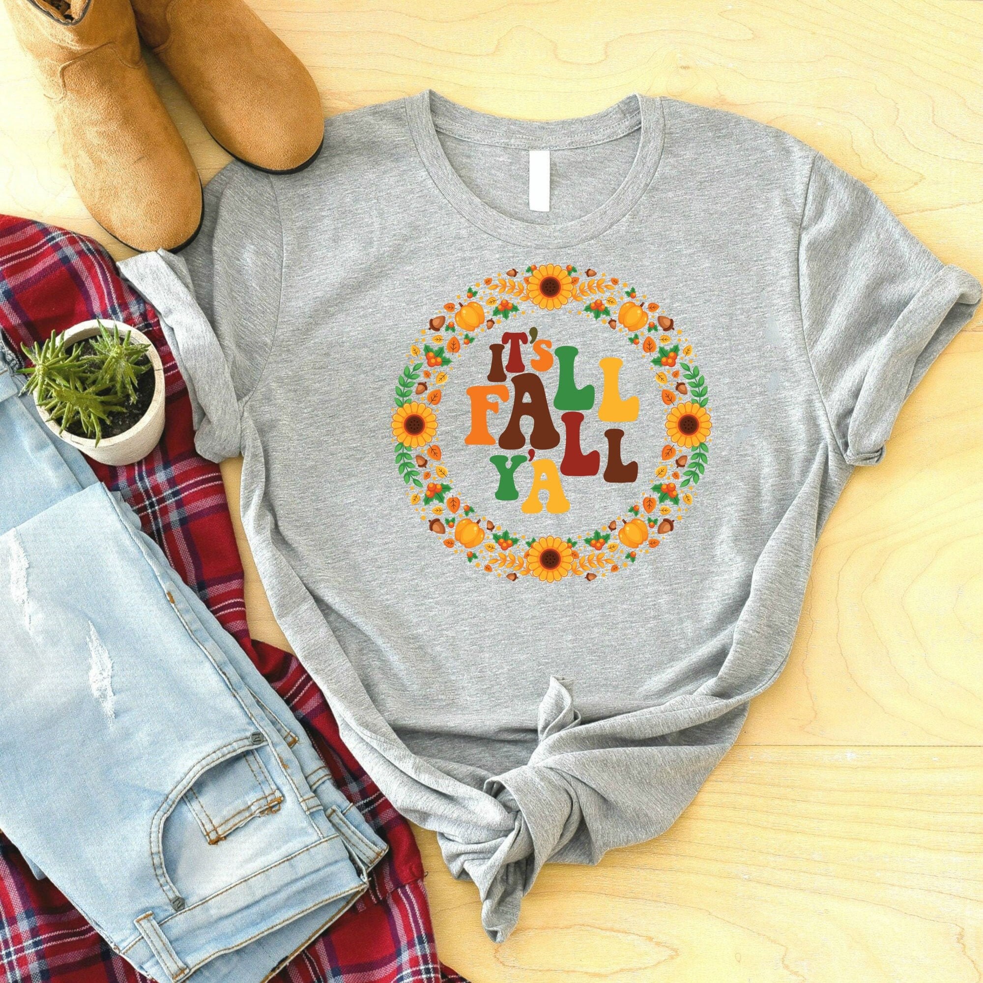 It's Fall Y'all Shirt, Fall Women Shirt, Thanksgiving Family Shirt, Cute Turkey Shirt, Autumn Tee, Thanksgiving Mom Tshirt, Fall Shirt image 3