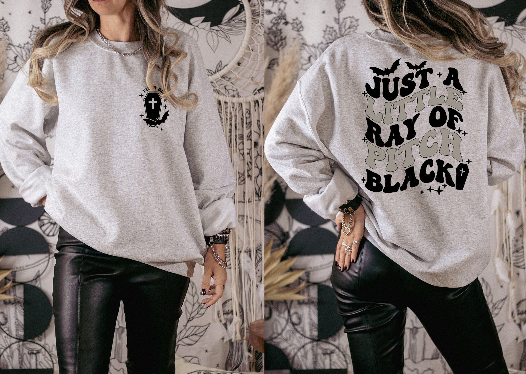 Just A Little Ray Of Pitch Black Sweatshirt Funny Halloween T-shirt image 1