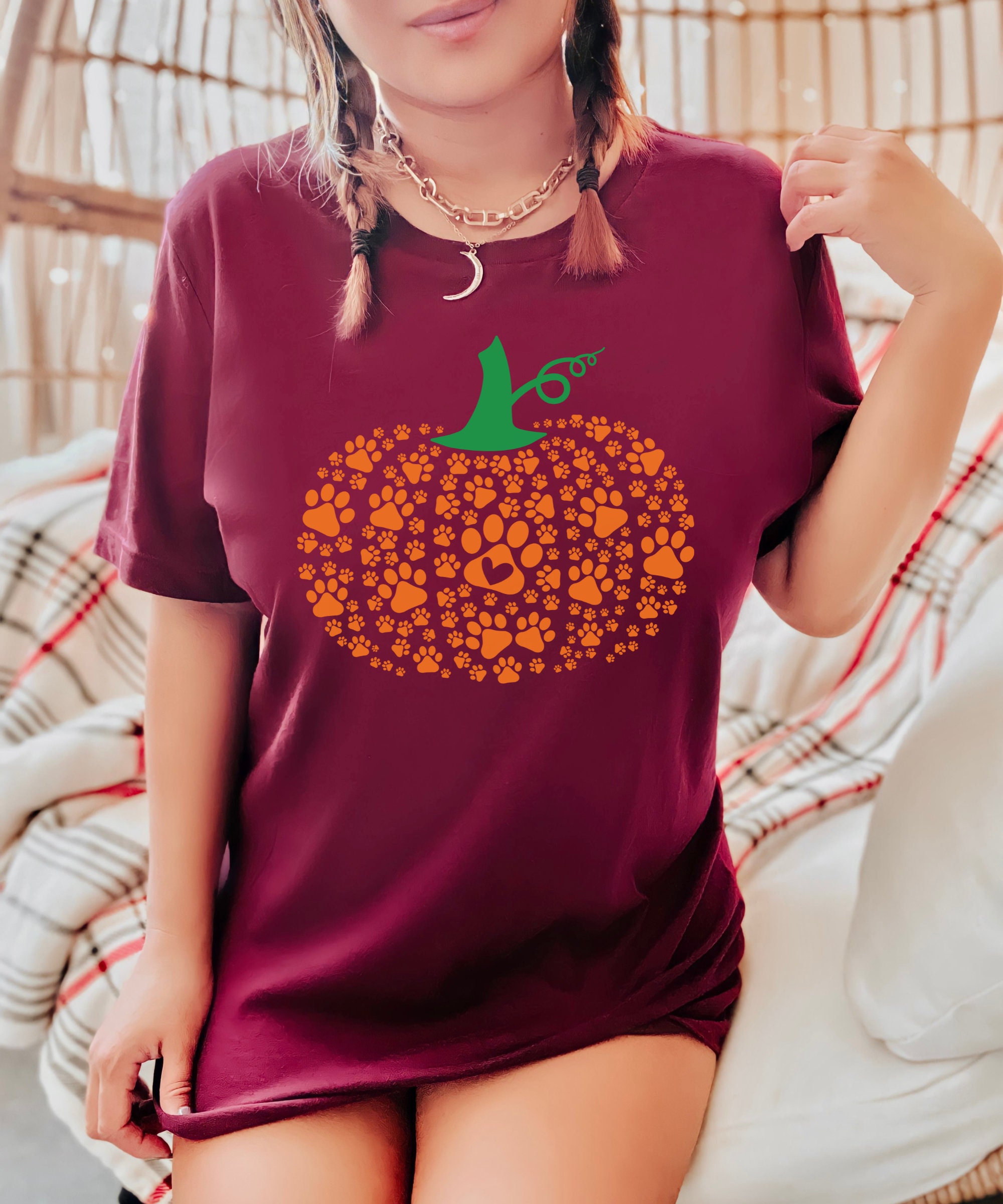 Paw Pumpkin Shirt - Retro Dog Halloween Sweatshirt image 5