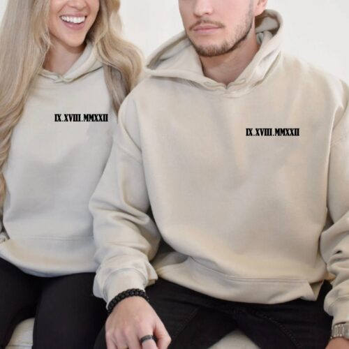 Custom Roman Numeral Hoodie - Boyfriend Christmas Gift Idea Unique Wedding Gift image 0