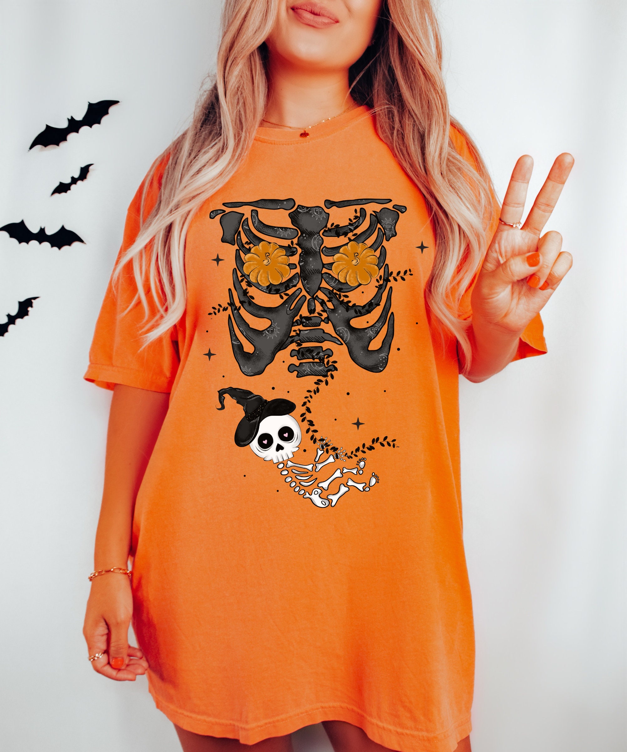 Skeleton Halloween Maternity Shirt Funny Pregnancy Announcement image 1