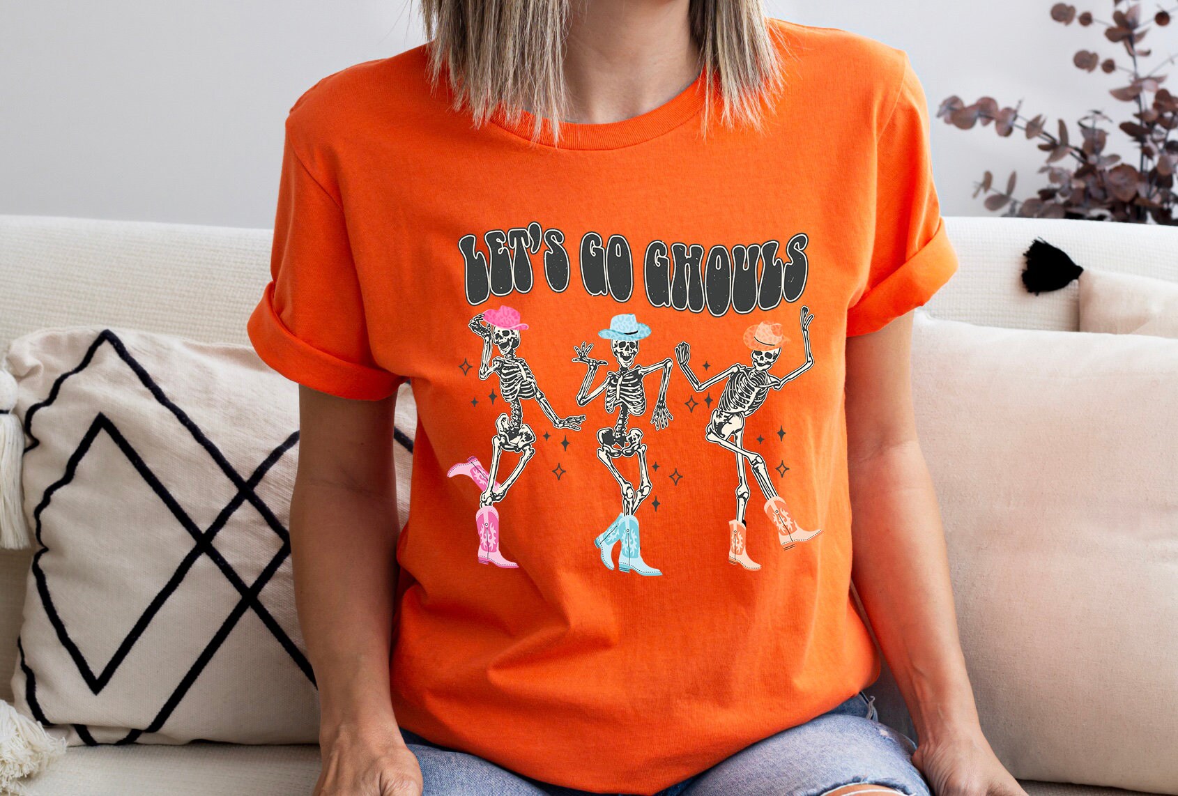 Let's Go Ghouls: Dancing Skeleton & Ghost Halloween Sweatshirt image 4