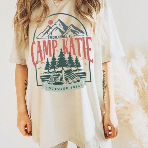 Custom Camp Bachelorette Tees - Retro Mountain & Lake Bridal Party image 0