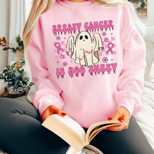 Breast Cancer Is Boo Sheet Sweatshirt - Funny Halloween Cancer Warrior Gift image 0