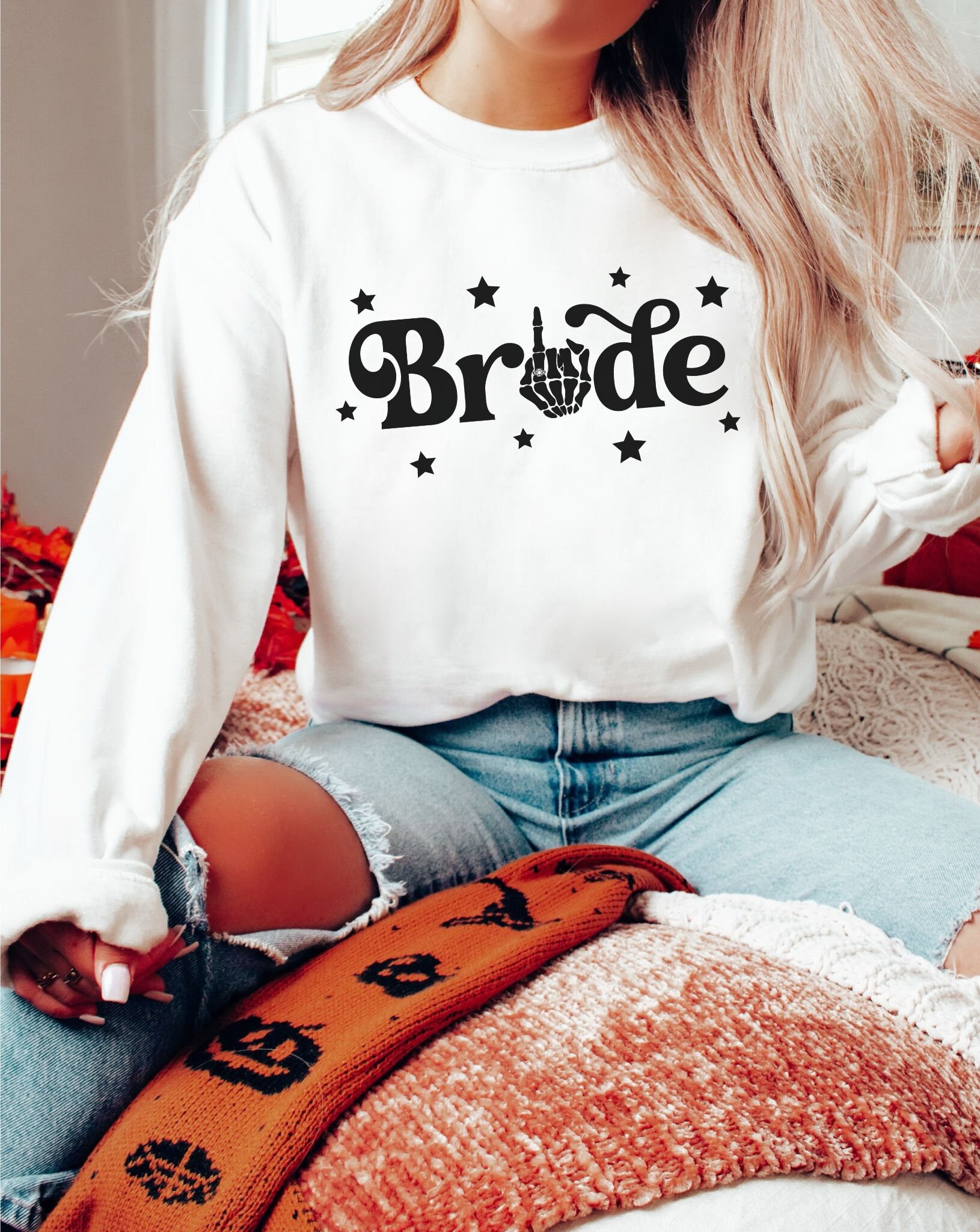 Halloween Bachelorette Sweatshirt: Ghouls Skeleton Bride Wedding Costume image 1